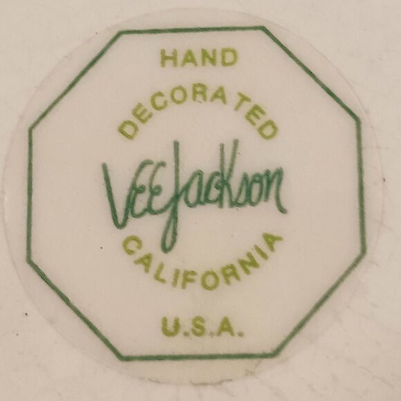 Vintage Square Ashtray Green White Floral Vee Jackson California Pottery 3.5" - Picture 9 of 12